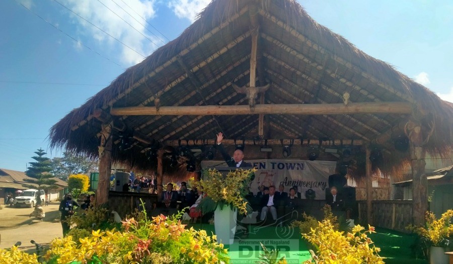 Dr. Hiazuheing Ndang speaking during the celebration.